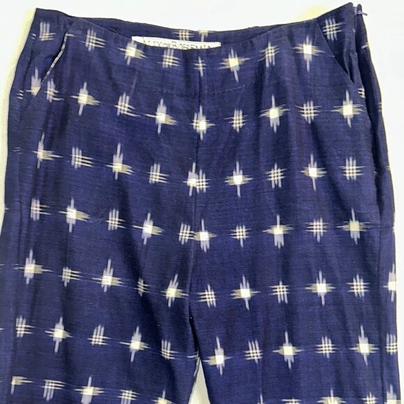 Alix of Bohemia Navy/White Patterned Linen Pants Size Medium - Picture 4 of 9